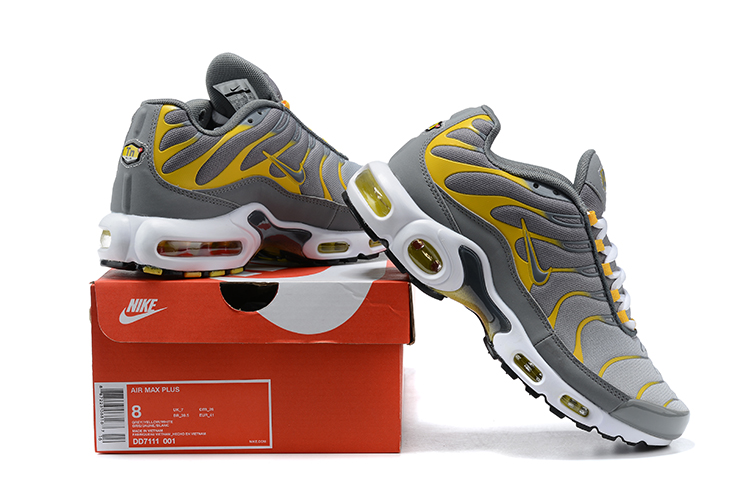 Men Nike Air Max Plus Colorful Grey Yellow White Running Shoes - Click Image to Close